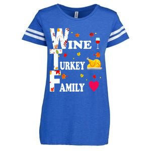 WTF Wine Turkey Family Shirt Funny Thanksgiving Day Enza Ladies Jersey Football T-Shirt