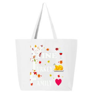 WTF Wine Turkey Family Shirt Funny Thanksgiving Day 25L Jumbo Tote