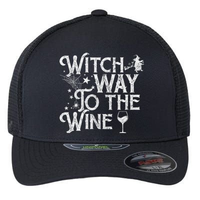 Witch Way To The Wine Funny Spooky Halloween Funny Gift Flexfit Unipanel Trucker Cap