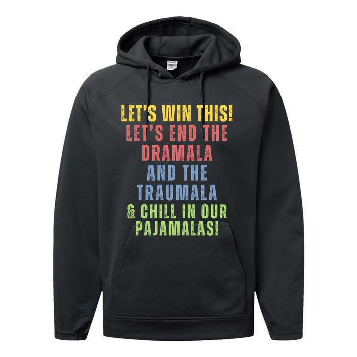 Winning Without The Traumala Kamala Harris Vote Blue 2024 Performance Fleece Hoodie