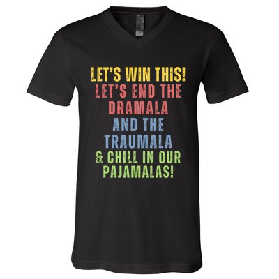 Winning Without The Traumala Kamala Harris Vote Blue 2024 V-Neck T-Shirt