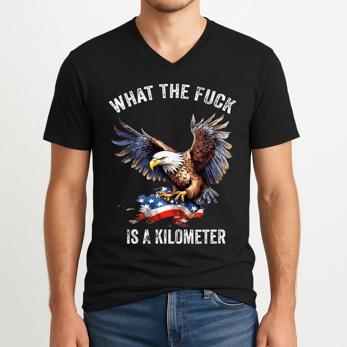 Wtf What The Fu.K Is A Kilometer George Washington V-Neck T-Shirt