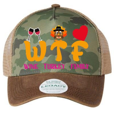 WTF Wine Turkey Family Funny Thanksgiving Legacy Tie Dye Trucker Hat