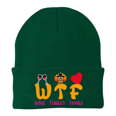 WTF Wine Turkey Family Funny Thanksgiving Knit Cap Winter Beanie