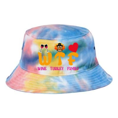 WTF Wine Turkey Family Funny Thanksgiving Tie Dye Newport Bucket Hat