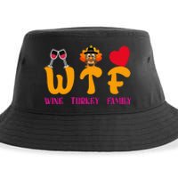 WTF Wine Turkey Family Funny Thanksgiving Sustainable Bucket Hat