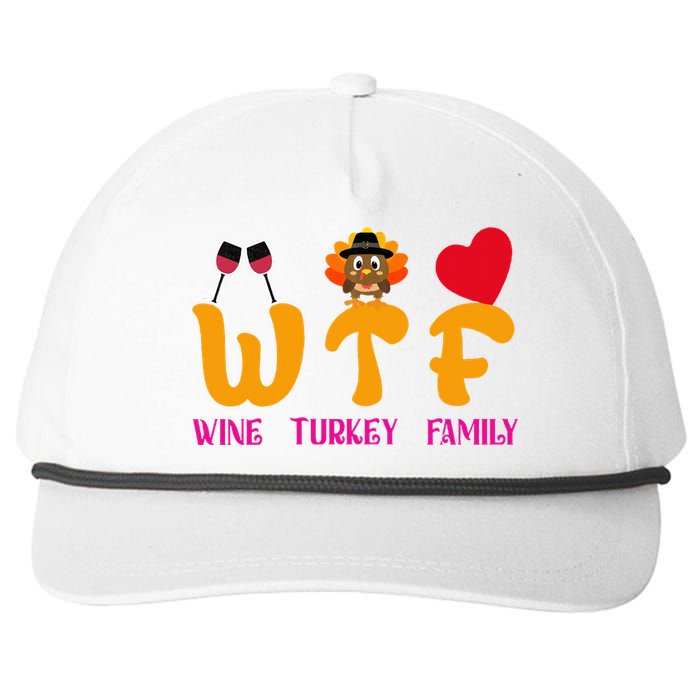 WTF Wine Turkey Family Funny Thanksgiving Snapback Five-Panel Rope Hat