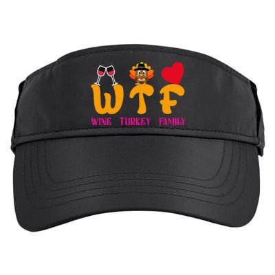 WTF Wine Turkey Family Funny Thanksgiving Adult Drive Performance Visor