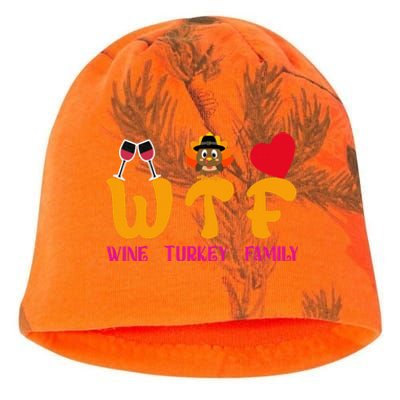 WTF Wine Turkey Family Funny Thanksgiving Kati - Camo Knit Beanie