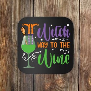 Witch Way To The Wine Halloween Party Coaster