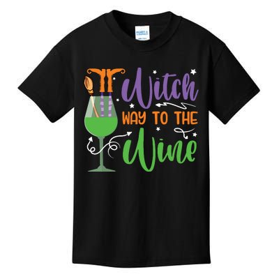 Witch Way To The Wine Halloween Party Kids T-Shirt