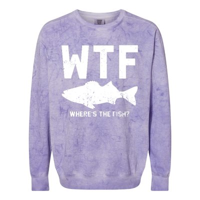 Wtf Wheres The Fish Funny Fishing Colorblast Crewneck Sweatshirt