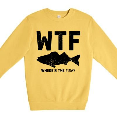 Wtf Wheres The Fish Funny Fishing Premium Crewneck Sweatshirt