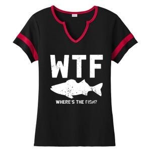 Wtf Wheres The Fish Funny Fishing Ladies Halftime Notch Neck Tee