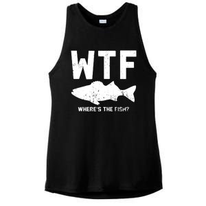 Wtf Wheres The Fish Funny Fishing Ladies PosiCharge Tri-Blend Wicking Tank