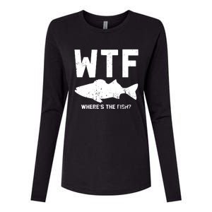 Wtf Wheres The Fish Funny Fishing Womens Cotton Relaxed Long Sleeve T-Shirt