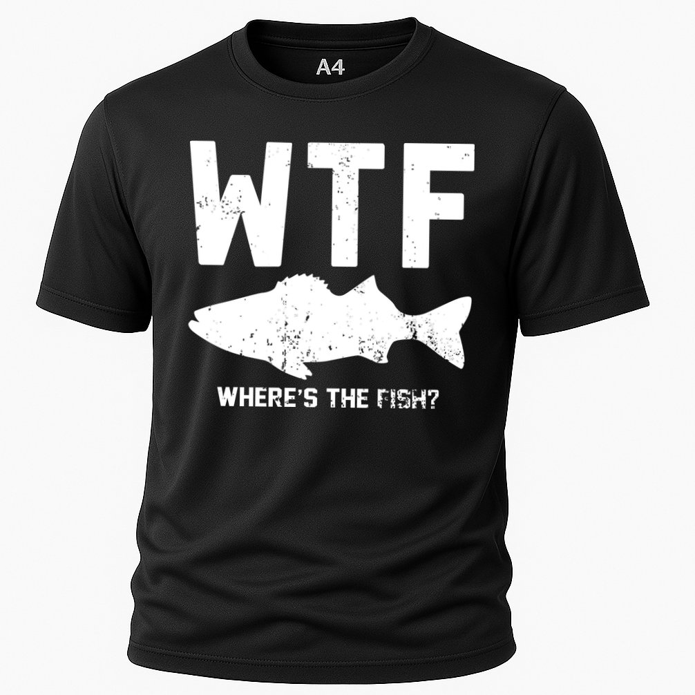 Wtf Wheres The Fish Funny Fishing Cooling Performance Crew T-Shirt