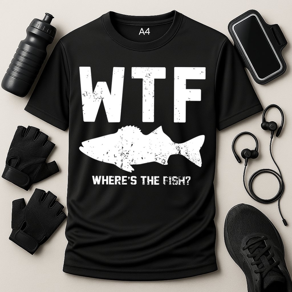 Wtf Wheres The Fish Funny Fishing Cooling Performance Crew T-Shirt
