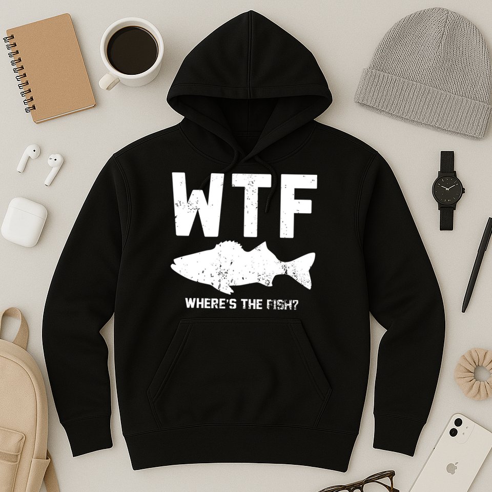 Wtf Wheres The Fish Funny Fishing Hoodie