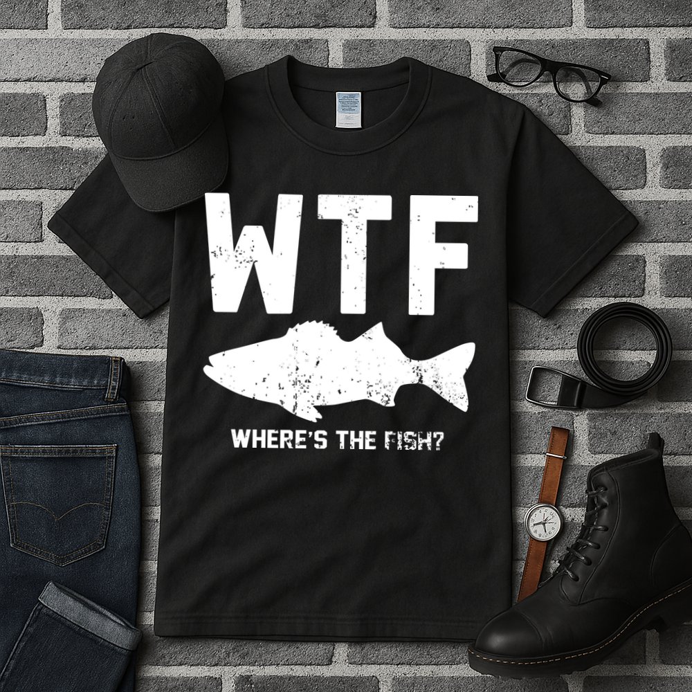 Wtf Wheres The Fish Funny Fishing Tall T-Shirt