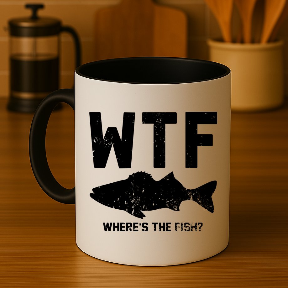 Wtf Wheres The Fish Funny Fishing Mug
