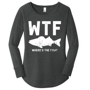 Wtf Wheres The Fish Funny Fishing Women's Perfect Tri Tunic Long Sleeve Shirt