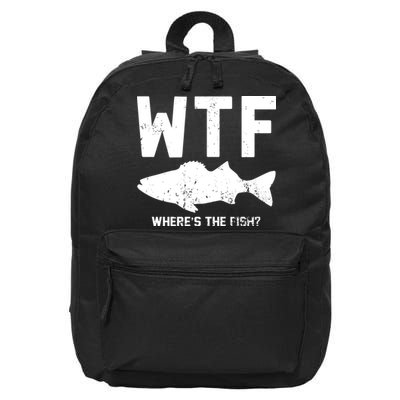 Wtf Wheres The Fish Funny Fishing 16 in Basic Backpack