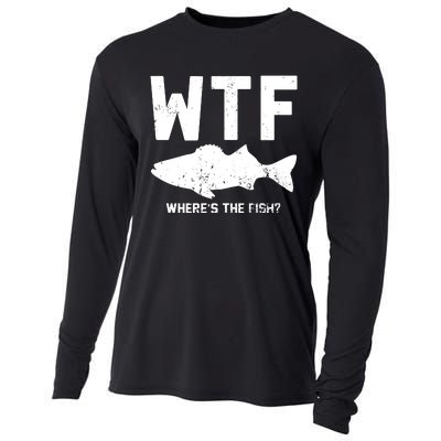 Wtf Wheres The Fish Funny Fishing Cooling Performance Long Sleeve Crew