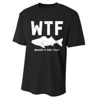 Wtf Wheres The Fish Funny Fishing Performance Sprint T-Shirt