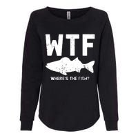 Wtf Wheres The Fish Funny Fishing Womens California Wash Sweatshirt