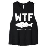 Wtf Wheres The Fish Funny Fishing Women's Racerback Cropped Tank