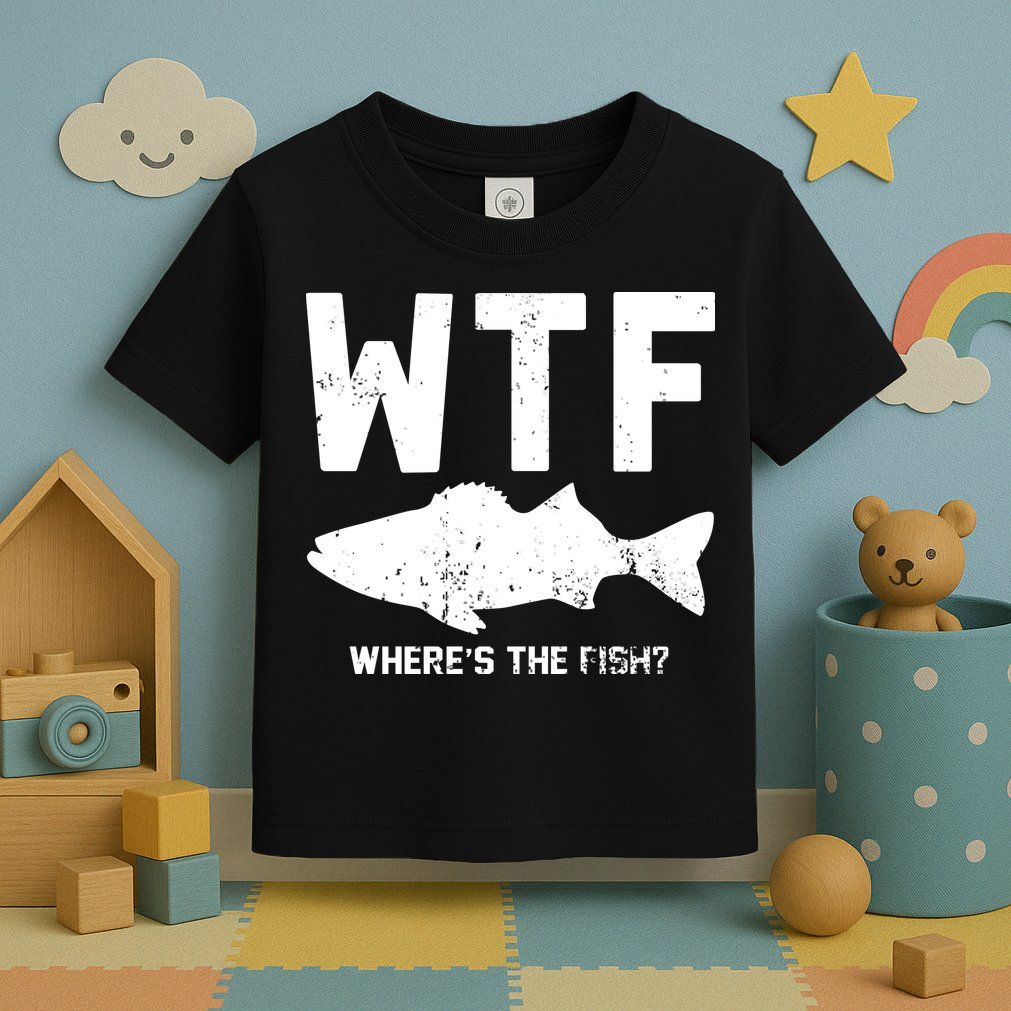 Wtf Wheres The Fish Funny Fishing Toddler T-Shirt