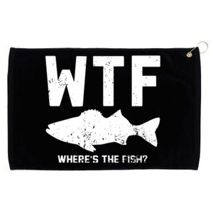 Wtf Wheres The Fish Funny Fishing Grommeted Golf Towel