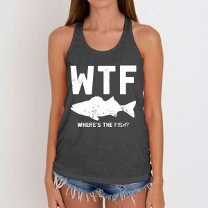 Wtf Wheres The Fish Funny Fishing Women's Knotted Racerback Tank