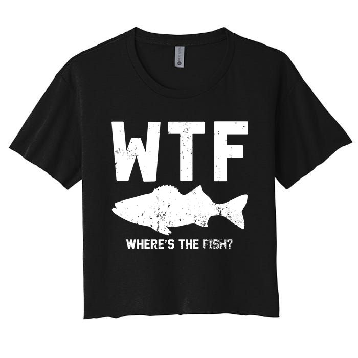 Wtf Wheres The Fish Funny Fishing Women's Crop Top Tee