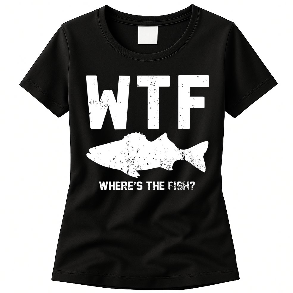 Wtf Wheres The Fish Funny Fishing Womens T-Shirt