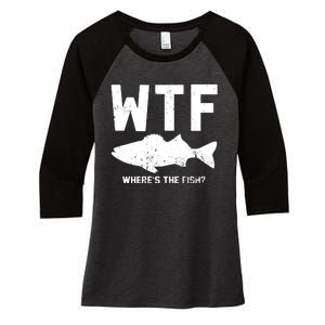 Wtf Wheres The Fish Funny Fishing Women's Tri-Blend 3/4-Sleeve Raglan Shirt