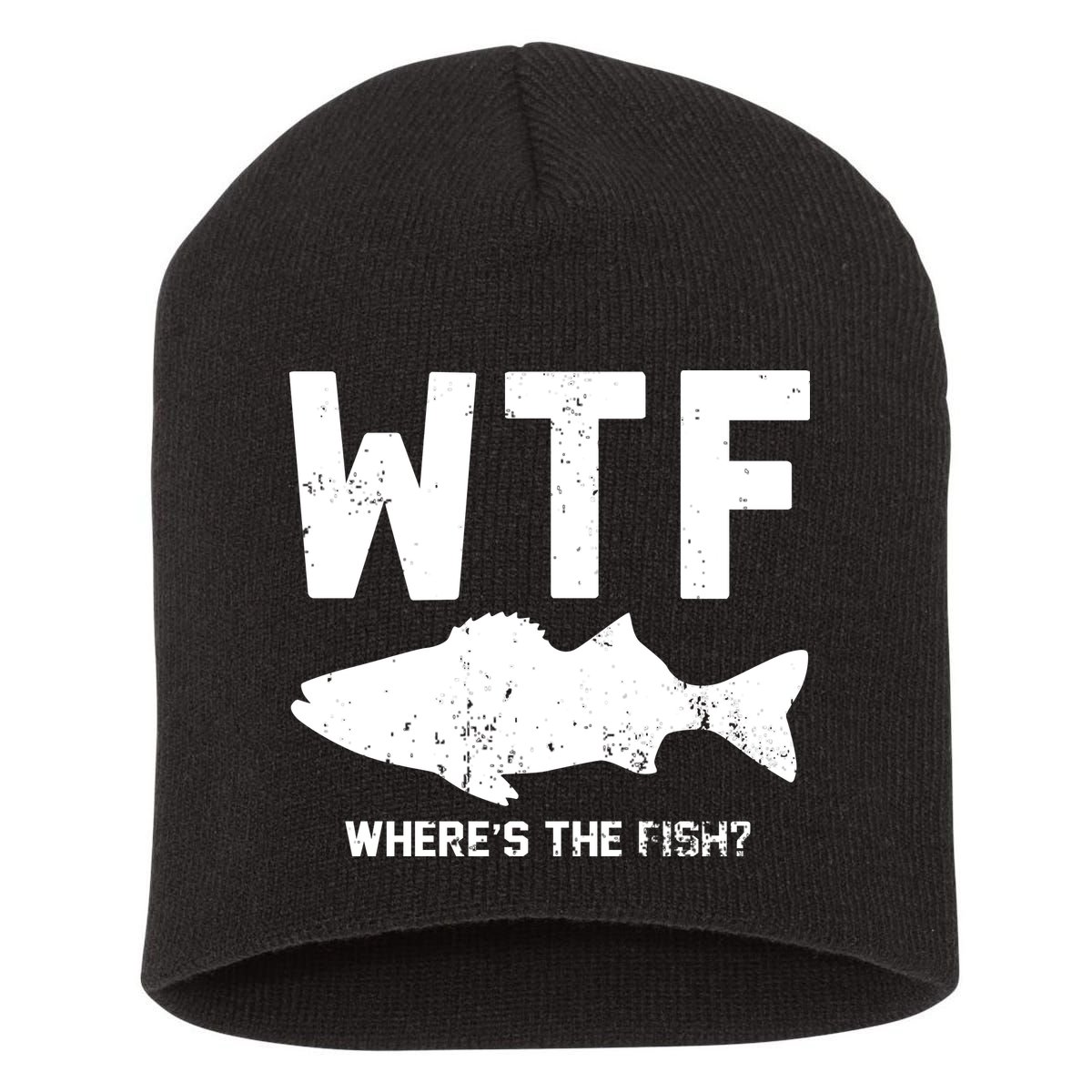 Wtf Wheres The Fish Funny Fishing Short Acrylic Beanie