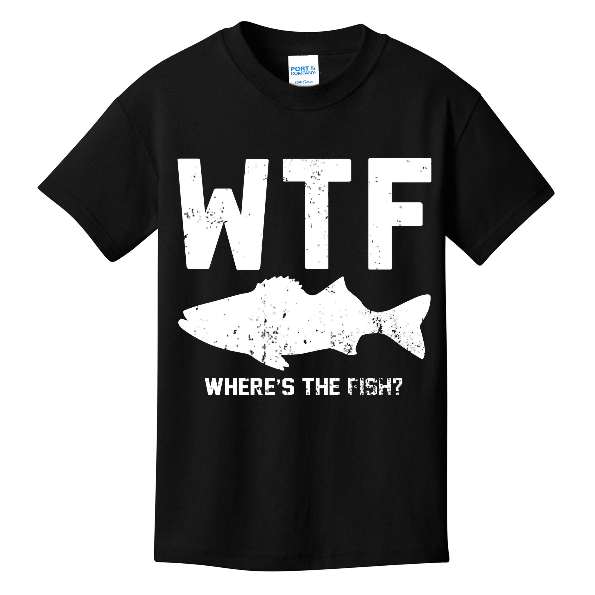 Wtf Wheres The Fish Funny Fishing Kids T-Shirt