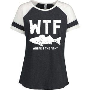 Wtf Wheres The Fish Funny Fishing Enza Ladies Jersey Colorblock Tee