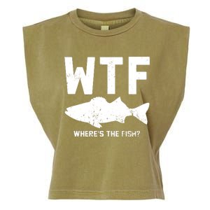 Wtf Wheres The Fish Funny Fishing Garment-Dyed Women's Muscle Tee