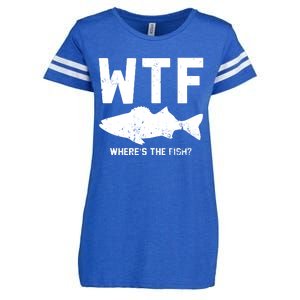 Wtf Wheres The Fish Funny Fishing Enza Ladies Jersey Football T-Shirt