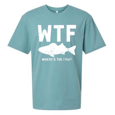 Wtf Wheres The Fish Funny Fishing Sueded Cloud Jersey T-Shirt