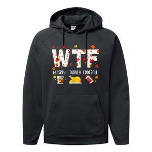 Wtf Whiskey Turkey Football Funny Thanksgiving Day Performance Fleece Hoodie