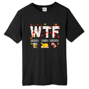 Wtf Whiskey Turkey Football Funny Thanksgiving Day Tall Fusion ChromaSoft Performance T-Shirt