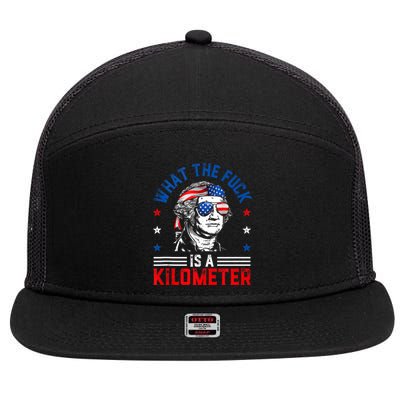 Wtf What The Fuck Is A Kilometer George Washington 4th July 7 Panel Mesh Trucker Snapback Hat