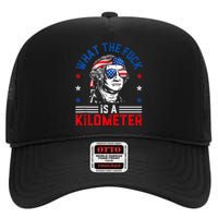 Wtf What The Fuck Is A Kilometer George Washington 4th July High Crown Mesh Back Trucker Hat