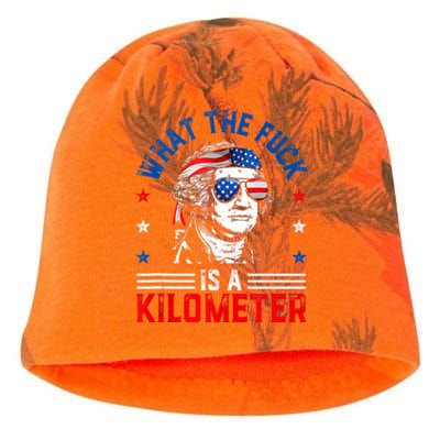 Wtf What The Fuck Is A Kilometer George Washington 4th July Kati - Camo Knit Beanie