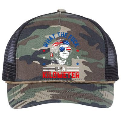 Wtf What The Fuck Is A Kilometer George Washington 4th July Retro Rope Trucker Hat Cap