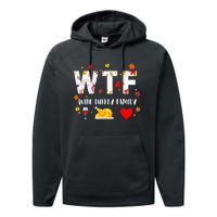 WTF Wine Turkey Family Funny Thanksgiving Day Performance Fleece Hoodie